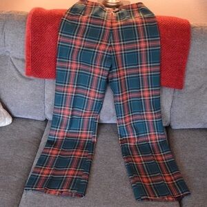 Vintage Fletcher Jones Australia Wool Tartan Plaid Creased Slacks Trousers Pants